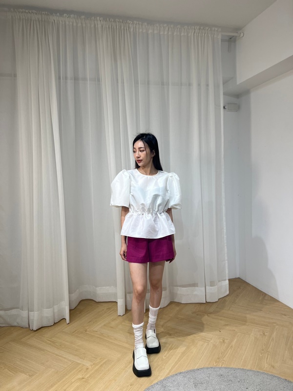 縮腰顯瘦澎袖上衣